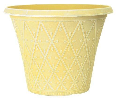 Set of 4 Round 30cm Garden Plant Pot Yellow Outdoor Planter Decorative Cover