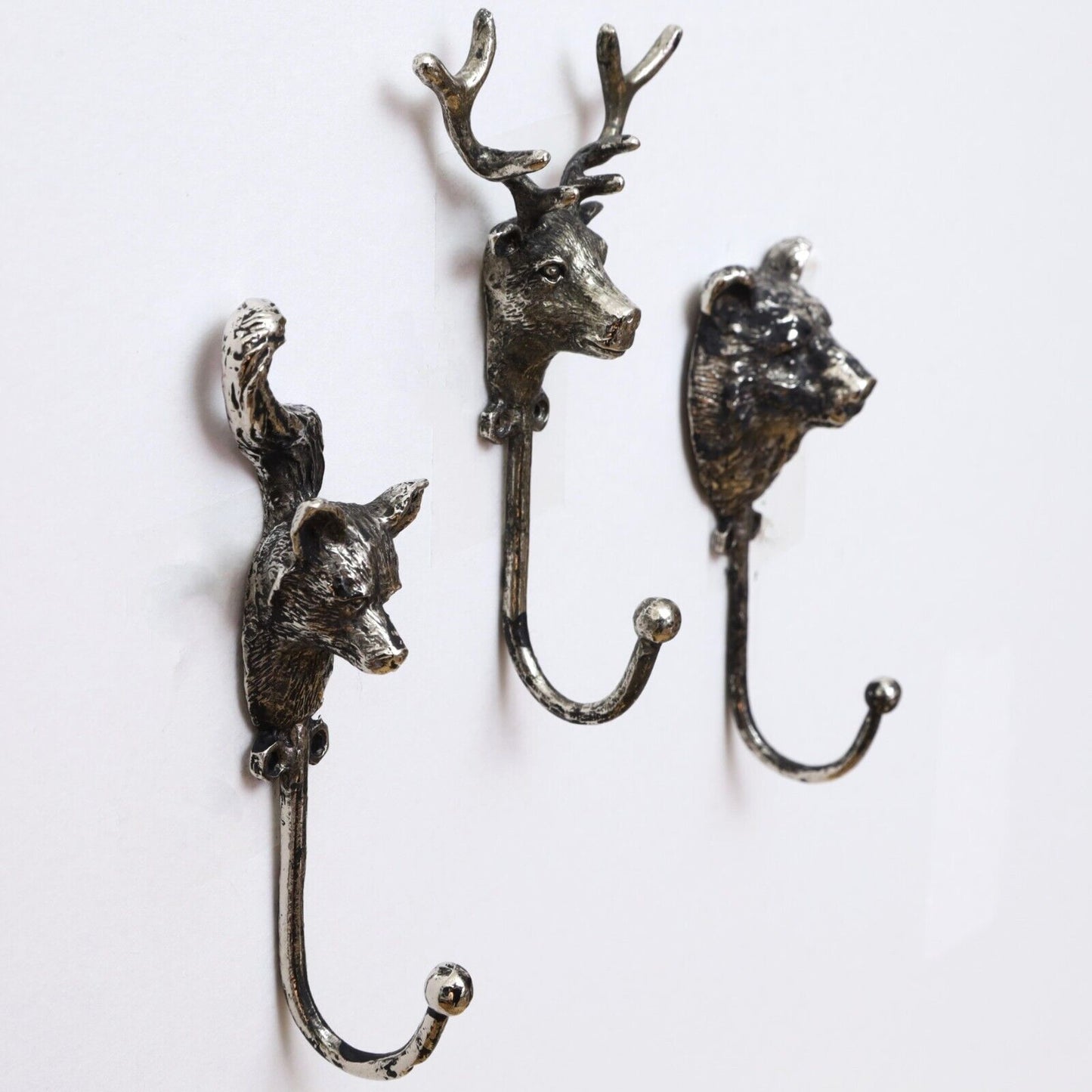 Single Vintage Bear Fox Reindeer Stag Head Wall Coat Hook Key Storage Hanger