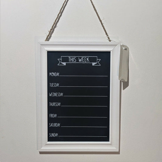 Chalk Board Week Days Meal Menu Planner Events Notes Kitchen Organiser Plaque