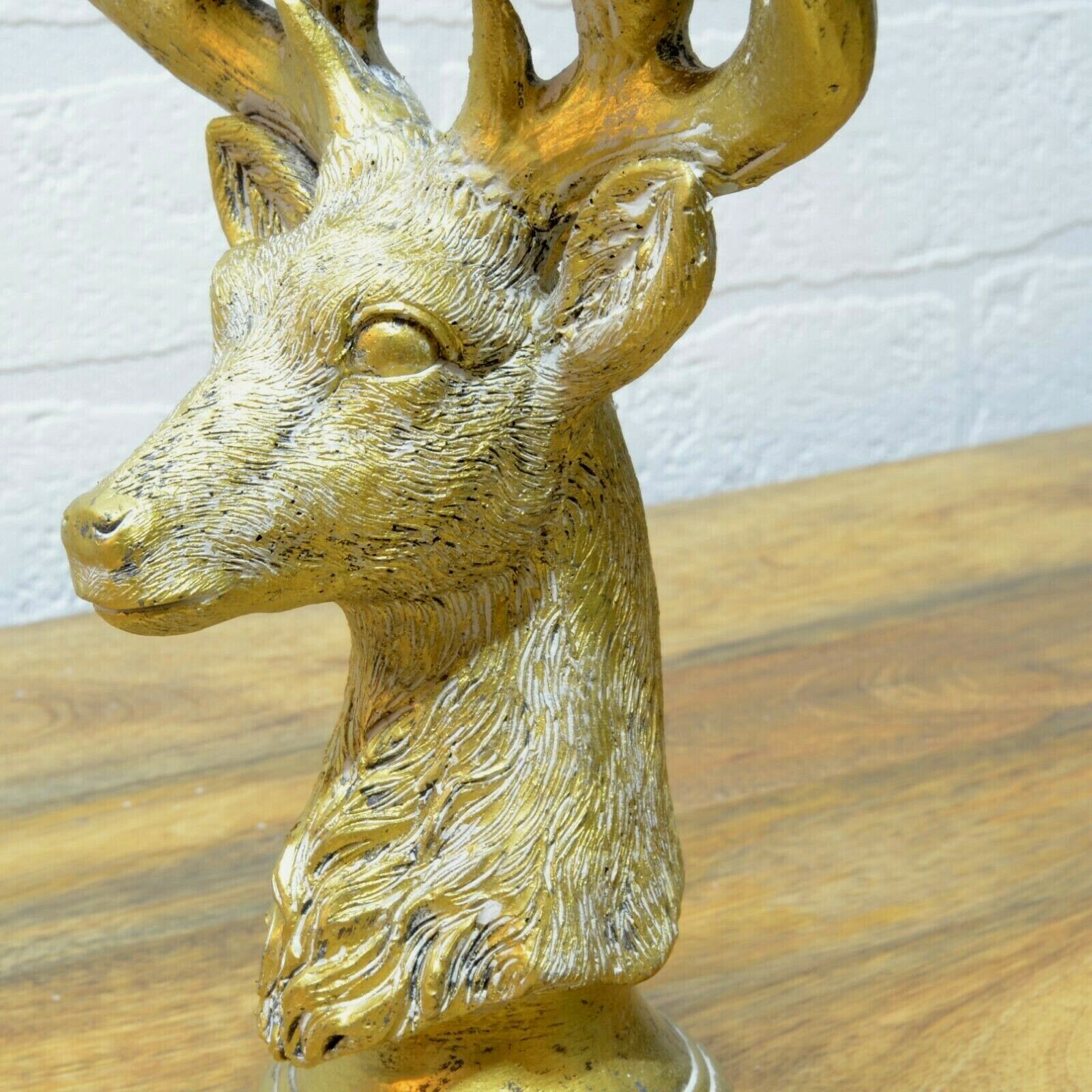 Gold Stag Head 2 Votive Candle Holders Bust Deer Antler Tea Light Holder