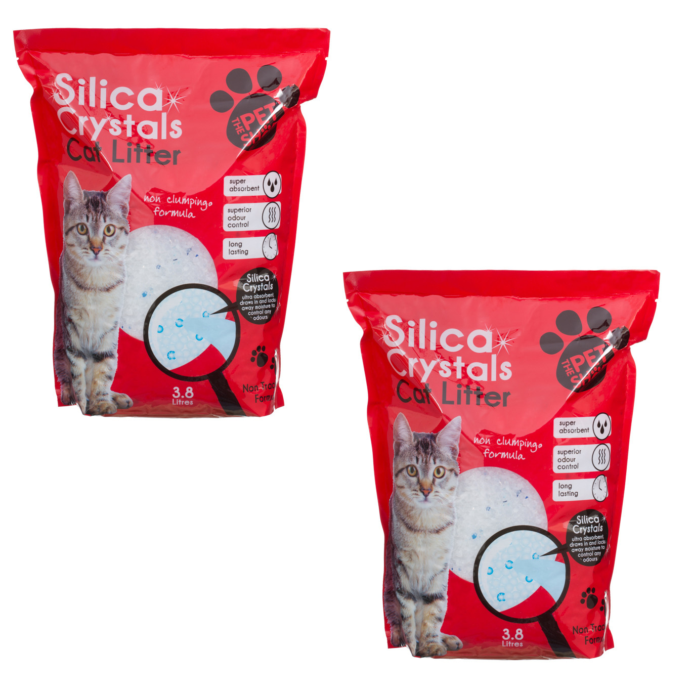 2x 3.8L Silica Crystals Cat Litter Moisture Odour Absorbent Anti Bacterial 