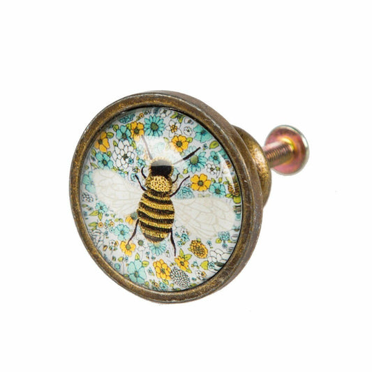 Vintage Summer Floral Metal Bee Cupboard Drawer Knob Metal Pull Door Handle 