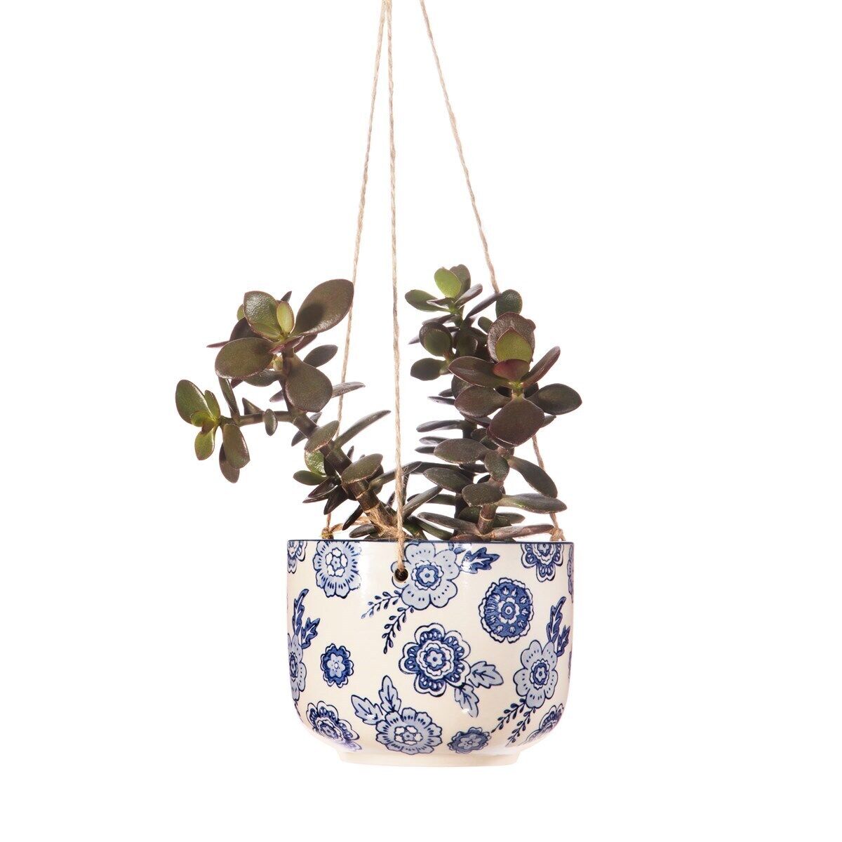 Ceramic Blue Willow Hanging Flower Plant Planter Jar Kitchen Herb Jar Pot