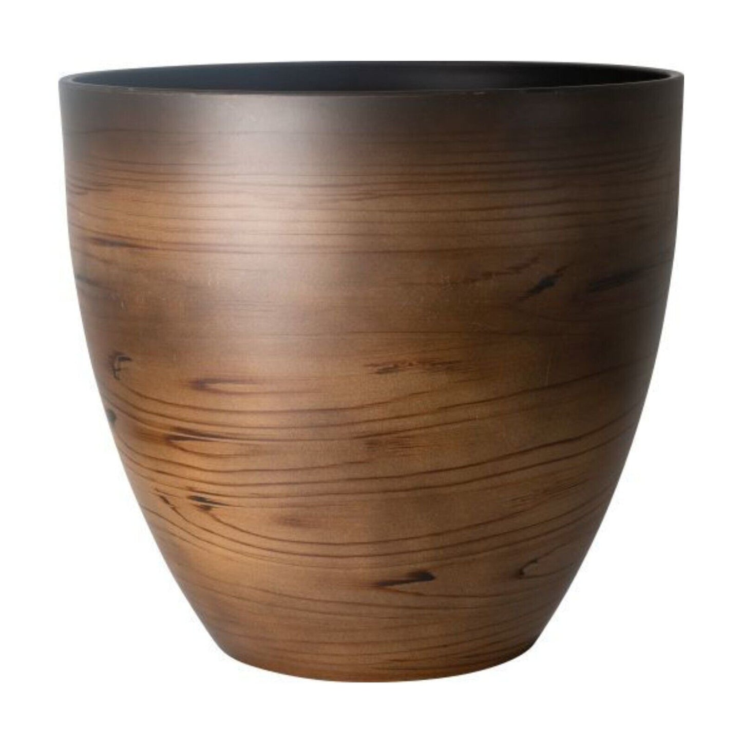 Round Plastic Plant Pot Natural 33cm Dark Brown Planter 18L Garden Patio Decor