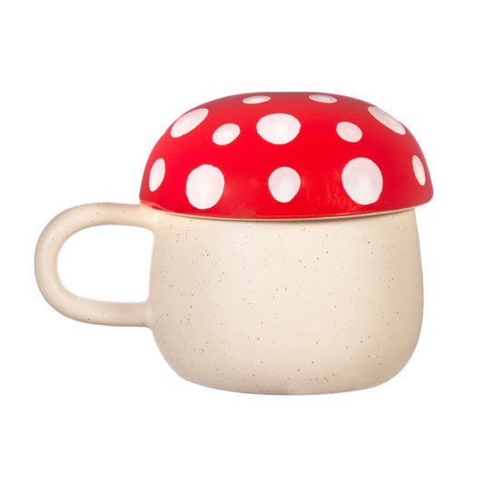 Ceramic Red Mushroom Mug with Lid Tea Coffee Cup Home Office Gift With Cover Lid