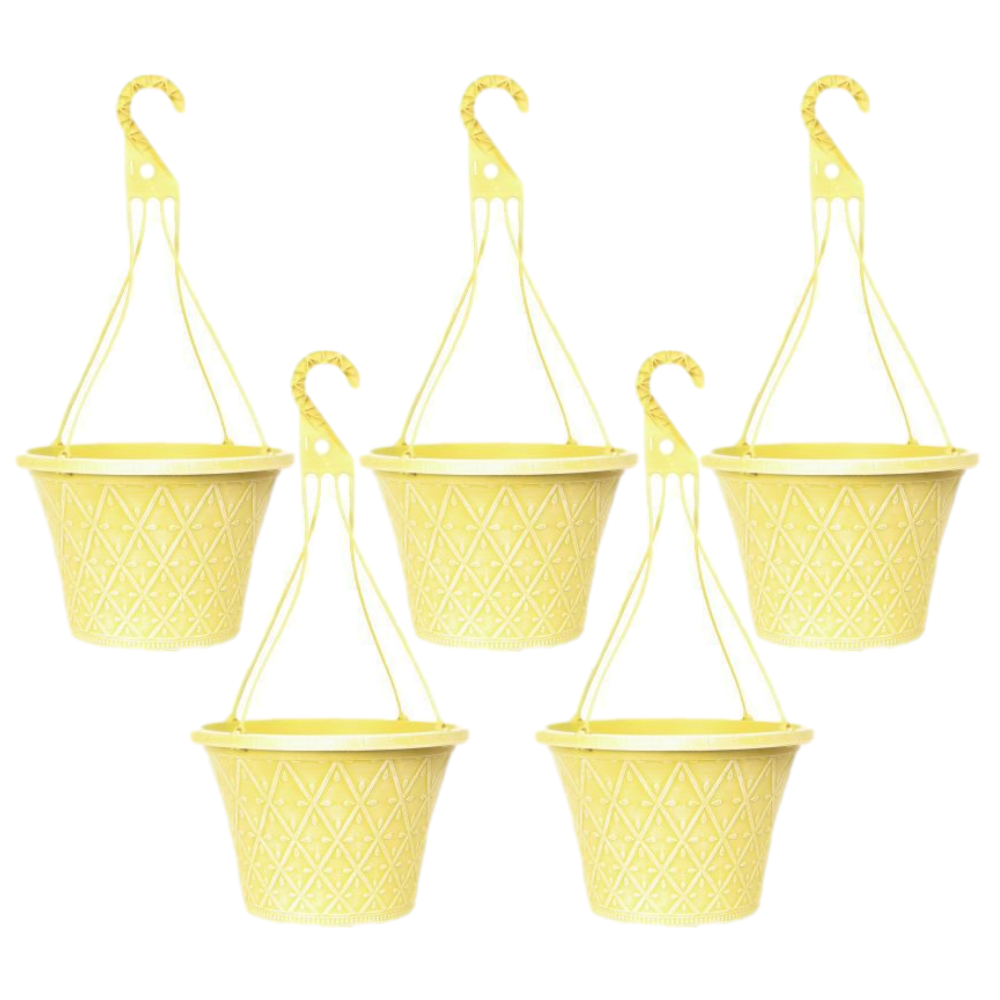 5Pcs 30cm 12 Inch Hanging Basket Yellow Outdoor Planter Decorative Outdoor Pot