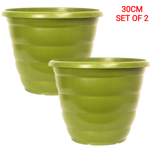 2 Pcs 30cm Green Beehive Plant Pots Garden Outdoor 9.5L Gloss Patio Planter