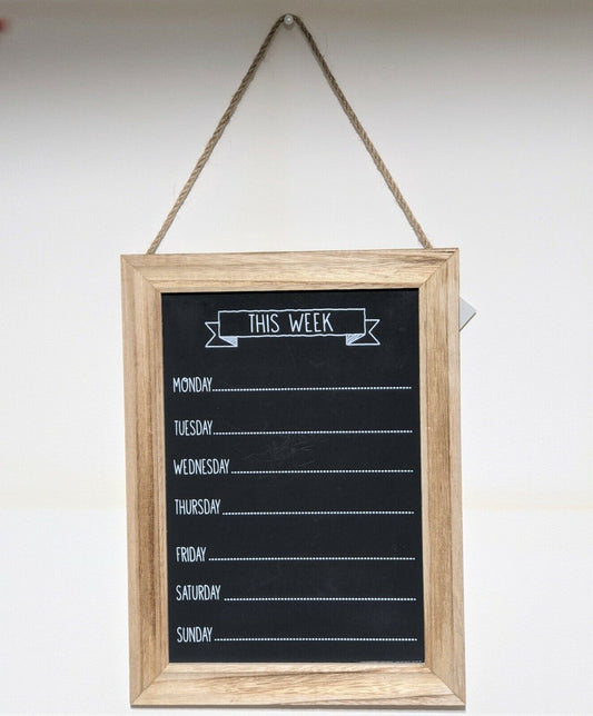 Chalk Board Week Days Meal Menu Planner Events Notes Kitchen Organiser Plaque