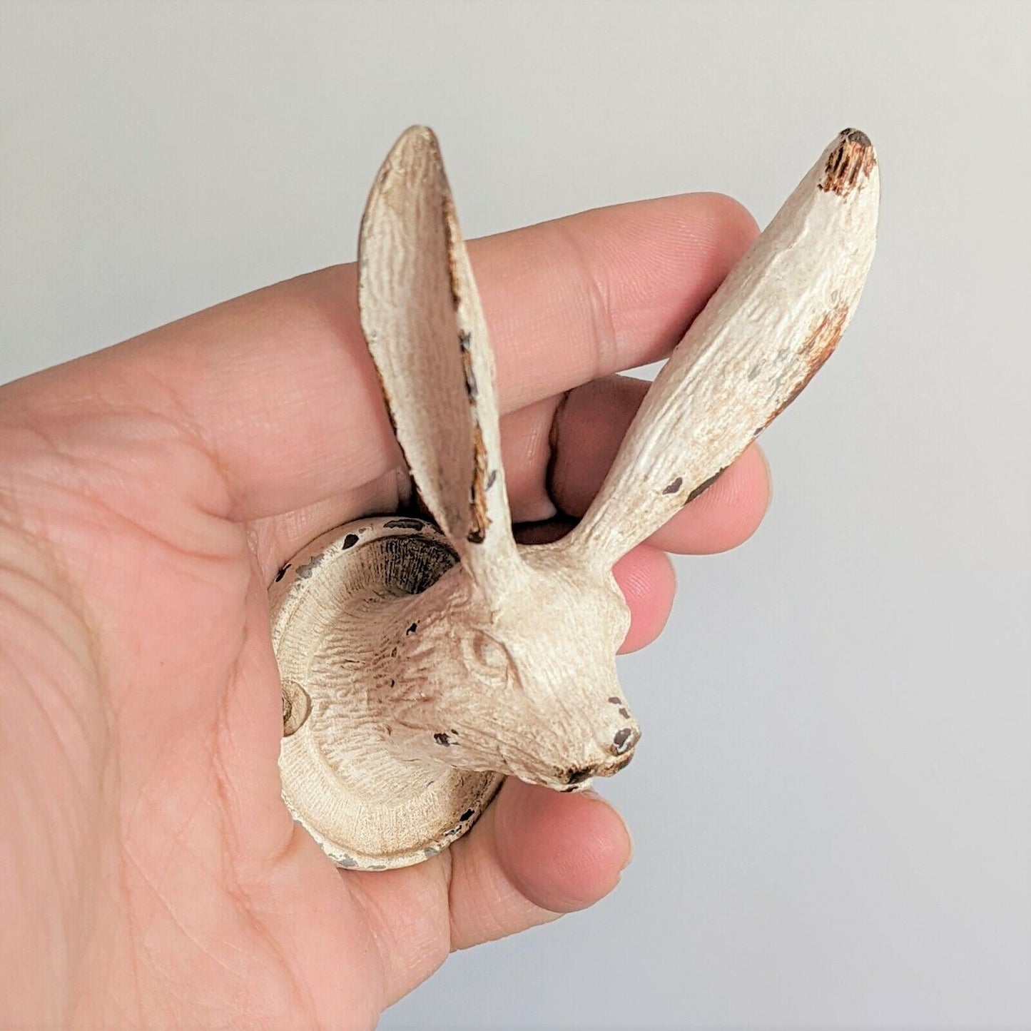 Rustic Hare Easter Bunny Coat Hook Vintage Cream Metal Animal Wall Door Hooks