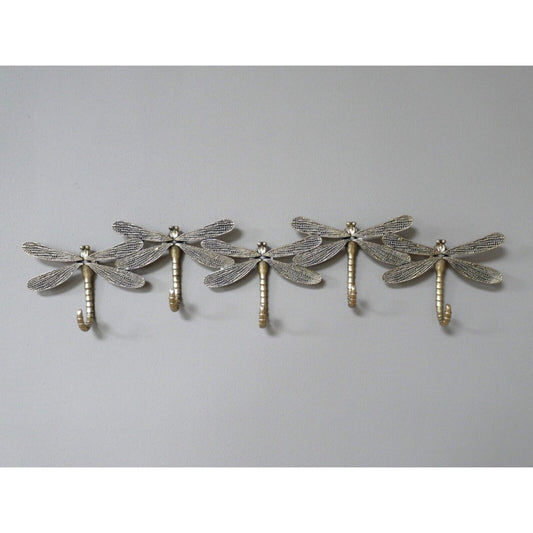 Metal 5x Dragonfly Shaped Hooks Coat Key Clothes Hooks Wall Mounted Hanger Home