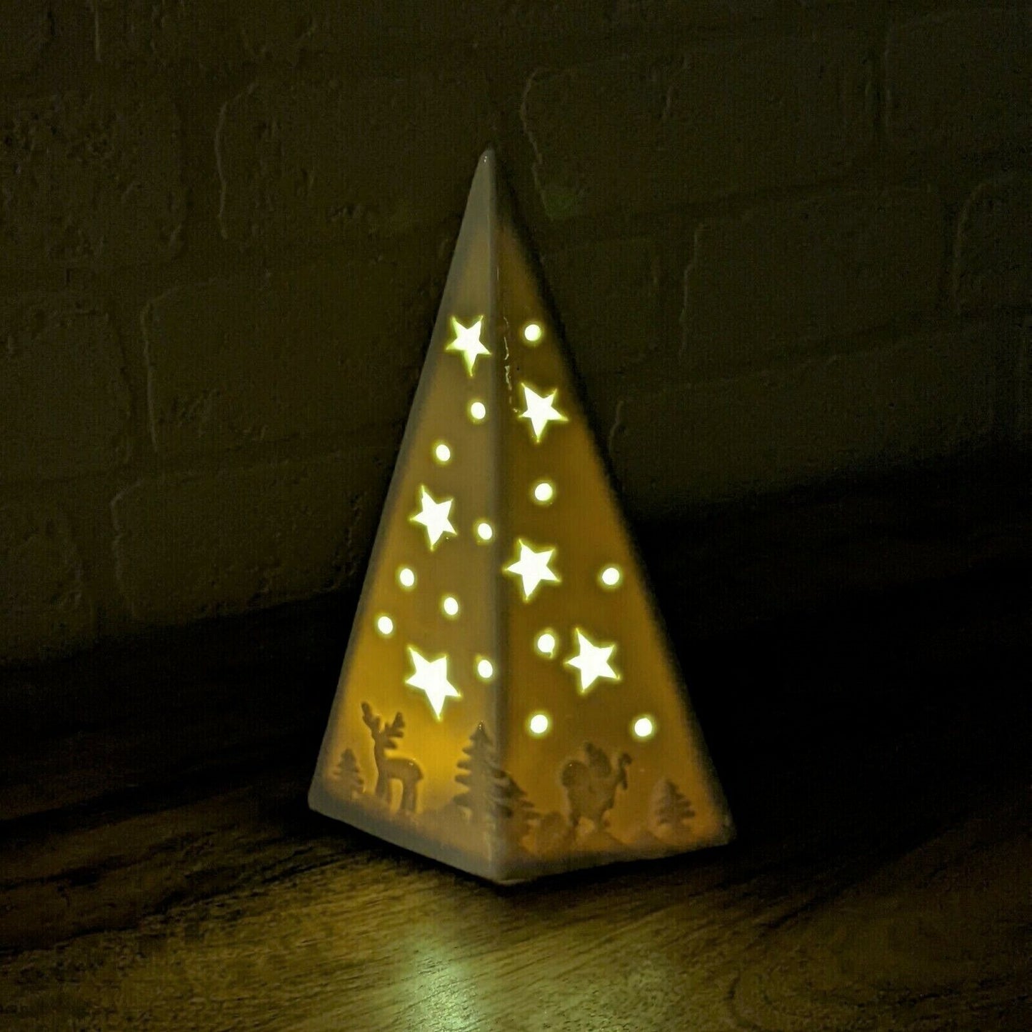 Ceramic LED Light Up Christmas Tree Warm White Standing Xmas Decor Ornament 20cm