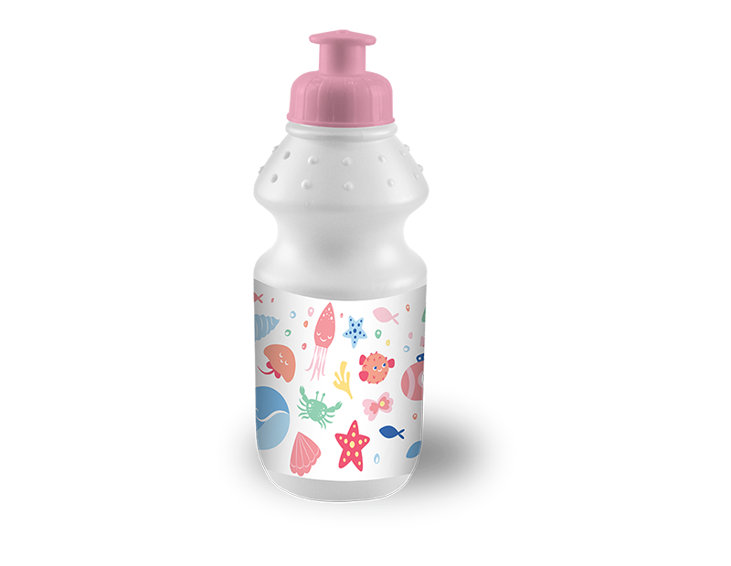 3Pack 355ml BPA Free Plastic Water Bottle Girls Printed Pull Top Kids Sports Gym