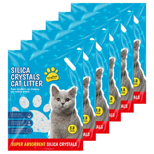 6Pc Silica Crystals Cat Litter 3.8L Comfort Non Clumping Natural & Biodegradable