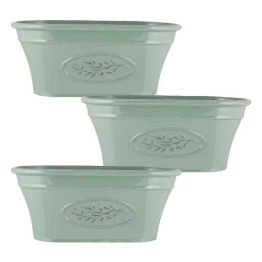 3Pcs Garden Trough Olive Green Plant Pot Bowl Plastic Planter Bowl Trough Pots