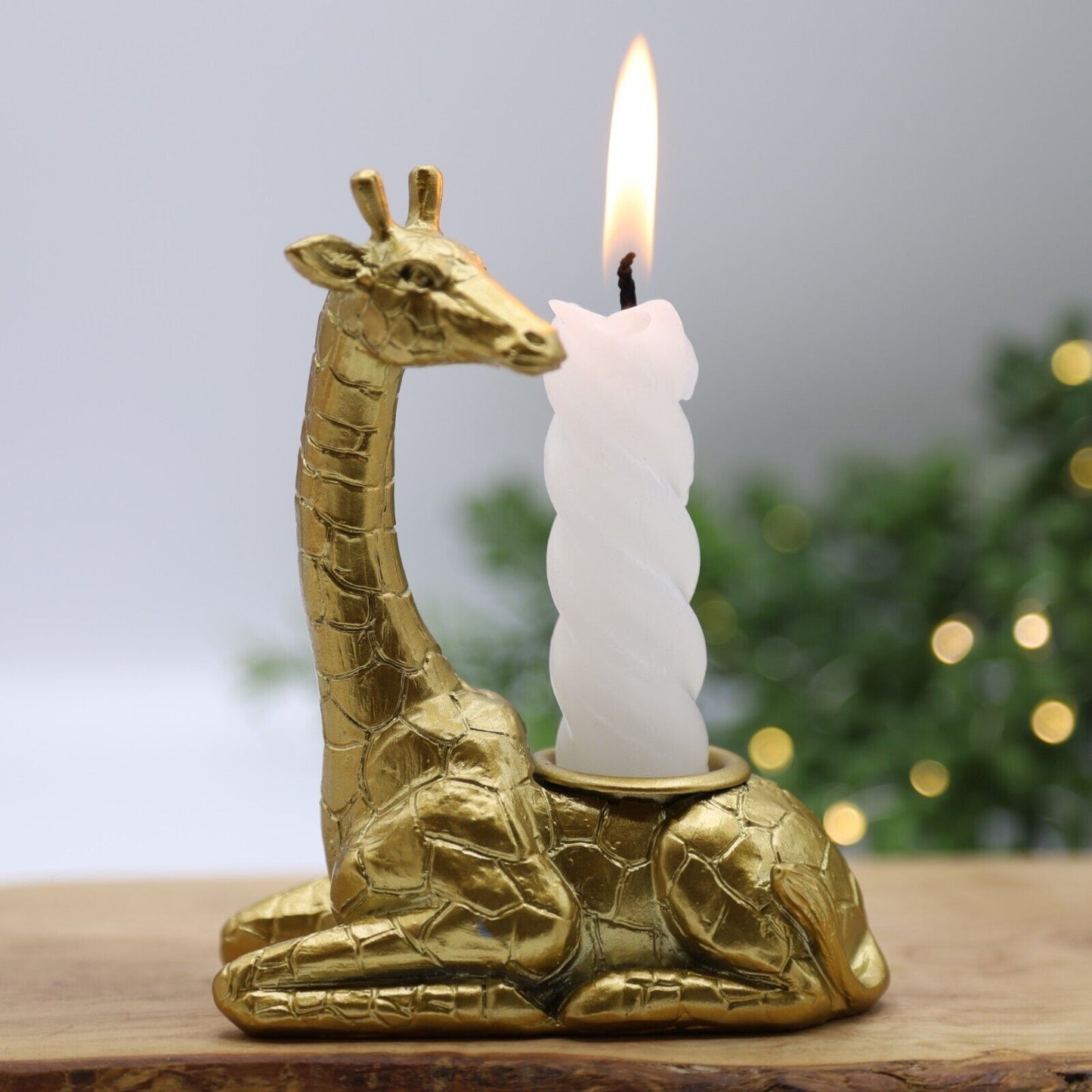 Gold Giraffe Animal Statue Candlestick Candle Holder Realistic Decor Ornament