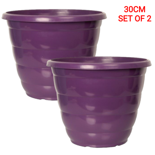 Planter 2 Pcs 30cm Purple Beehive Plant Pots Garden Outdoor 9.5L Gloss Patio