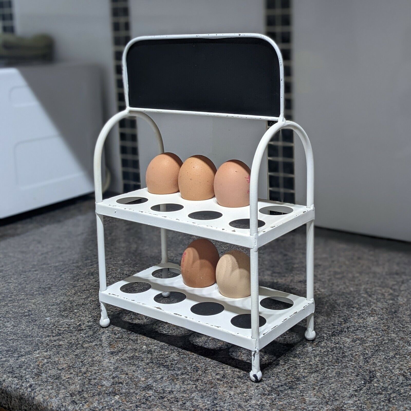 Metal Egg Holder Chabby Chic Crate Vintage Holder With Memo Blackboard For Notes