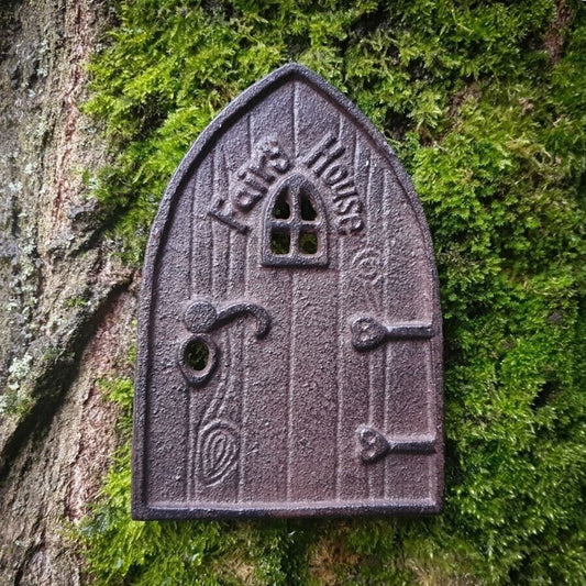 Cast-Iron Fairy Door Magical Garden Wall Decorative Sculpture Ornament Plaque