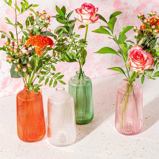 Tall Fluted Glass Vase Glass Sodalime Vase Table Display Flowers Display Holder