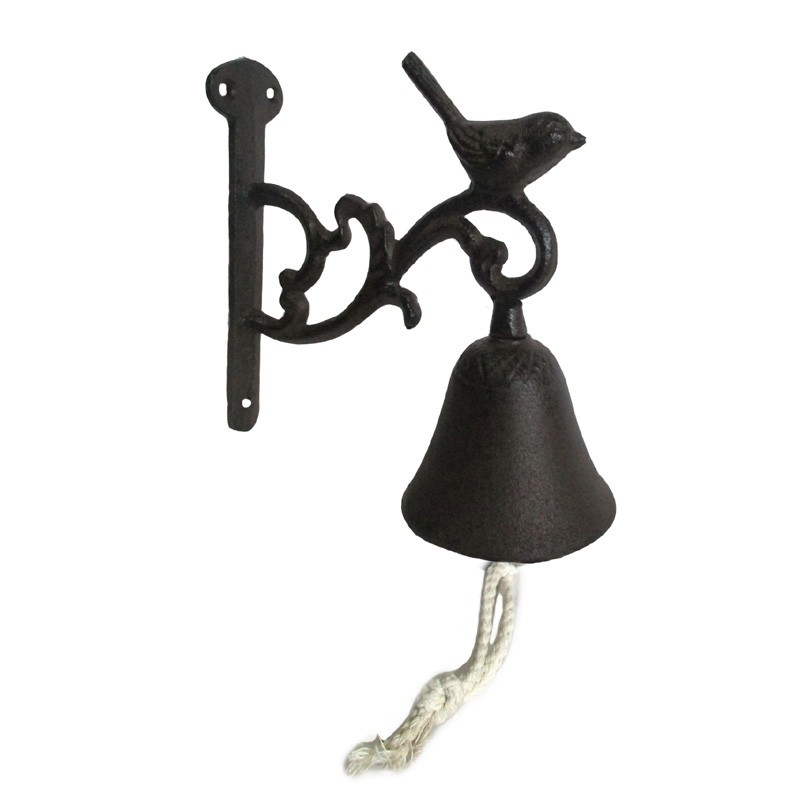 Cast Iron Doorbell Wall Mounted Scroll Design Bird on Top Dinner Bell Decorative