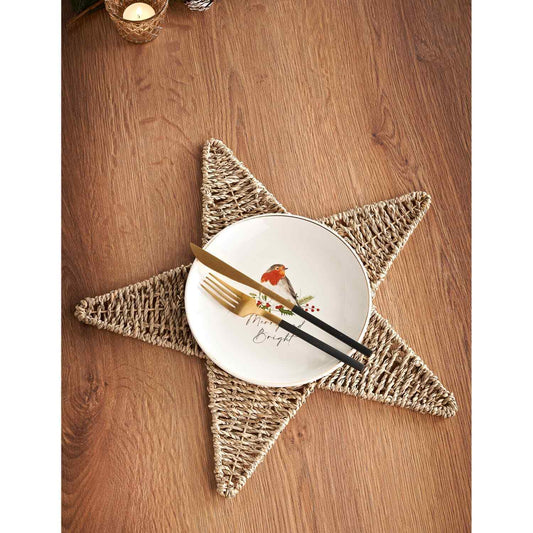 Christmas Table Place Mats Rope Woven Star Xmas Dinner Table Top Placemats Mats