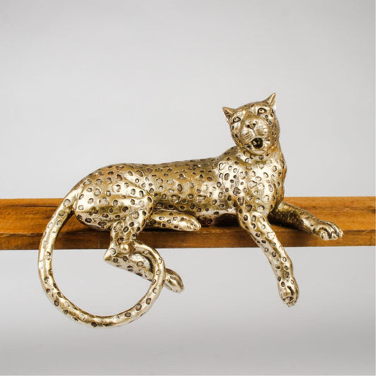 Resin Gold Leopard Statue Shelf Hanger Cheetah Figurine Home Office Decor Gift