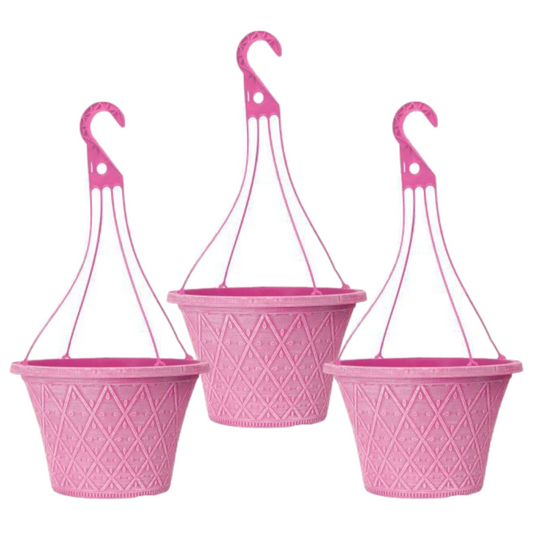 Hanging Baskets 3Pcs 30cm 12 Inch Pink Outdoor Planter Decorative Outdoor Pot