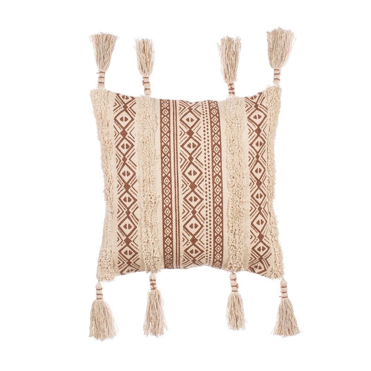 5Pc Tassel Filled Cushion Cover 40 x 40cm Nomad Boho Home Cushion Decor Printed