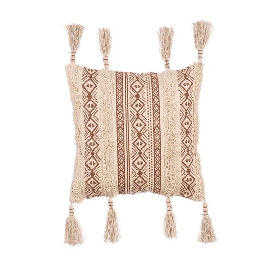 5Pc Tassel Filled Cushion Cover 40 x 40cm Nomad Boho Home Cushion Decor Printed