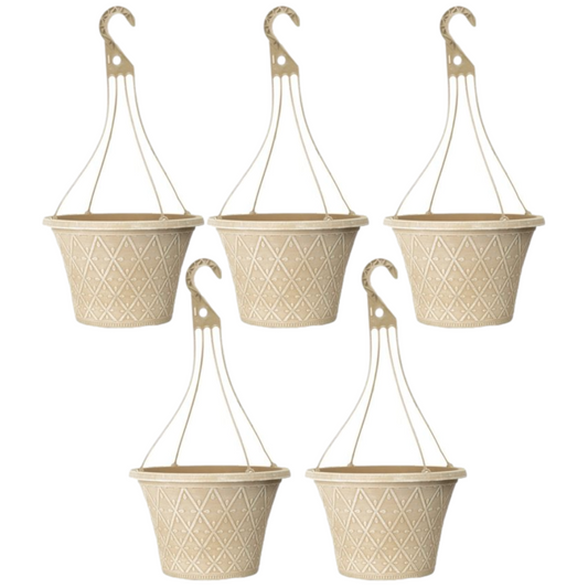 Hanging Baskets 5Pcs 30cm 12 Inch Cream Outdoor Planter Decorative Outdoor Pot