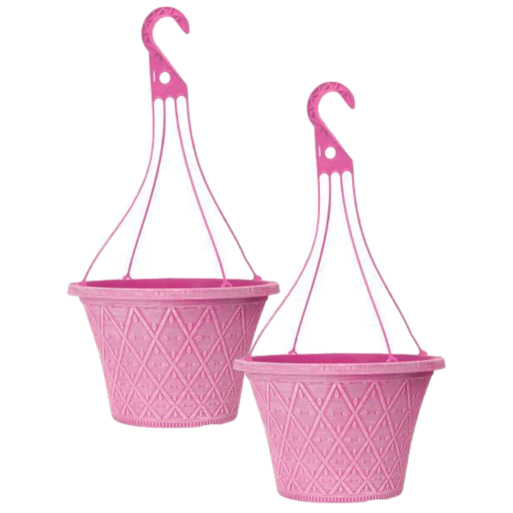 Hanging Baskets 2Pcs 30cm 12 Inch Pink Outdoor Planter Decorative Outdoor Pot