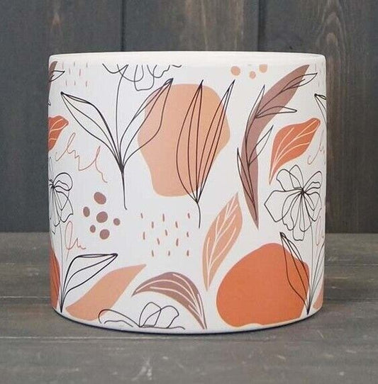 14cm Autumn Orange Floral Ceramic Indoor Plant Pot Holder Herb Cover Planter