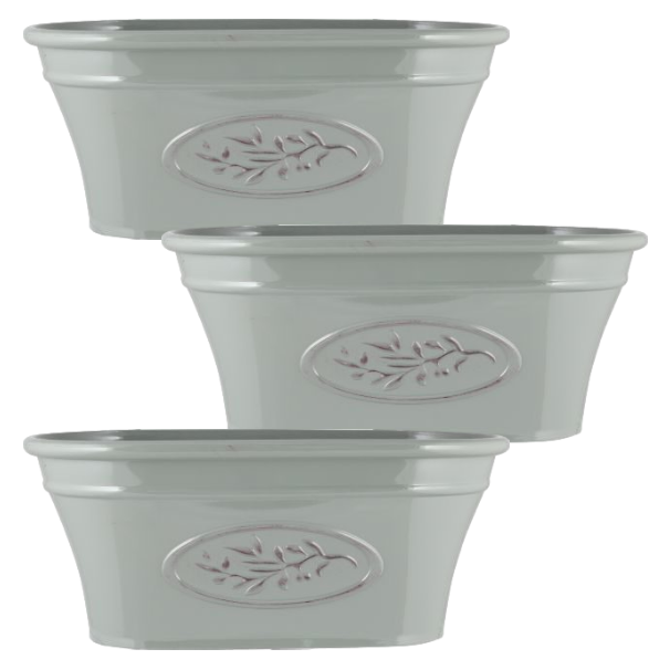 3Pcs Garden Trough Olive Grey Plant Pot Bowl Plastic Planter Bowl Trough Pots