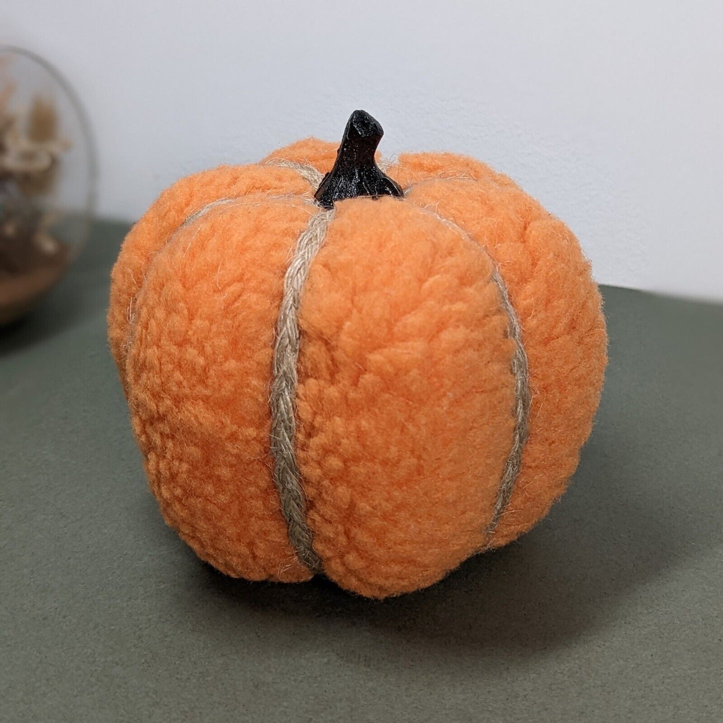 10cm Autumn Harvest Halloween Decor Pumpkin Rustic Jute Fabric Stems Ornament