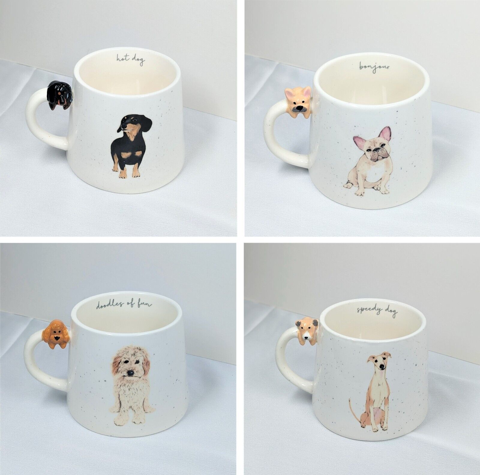 Dog Mugs Tea Coffee Cups 3D Dogs Figures Handles Novelty Mugs Large