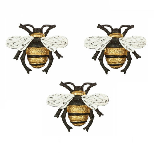 Set of 3 Gold Bee Vintage Metal Drawer Cupboard Pull Door Handle Knob Furniture