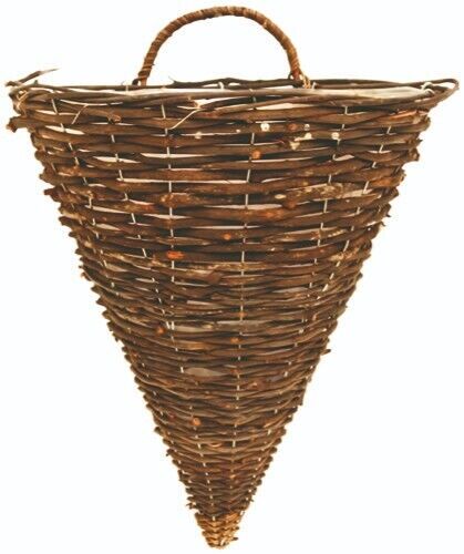 30cm 12" Dark Brown Wicker Wall Hanging Cone Basket Lined Rattan Willow Planter