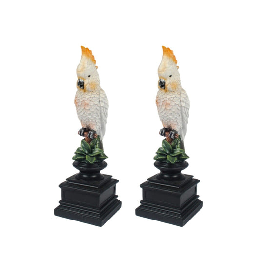 Pair of Resin Parrots Bookends Shelf Sitting Cockatoos Books Holding Home Office