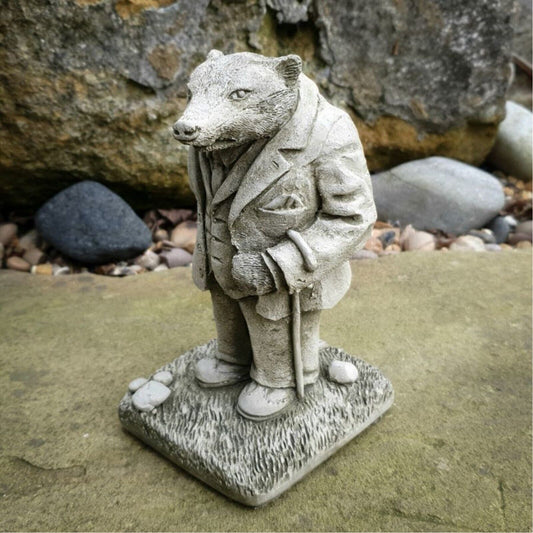 Mr Badger Stone Statue Wind in The Willow Animal Garden Decor Outdoor Ornament