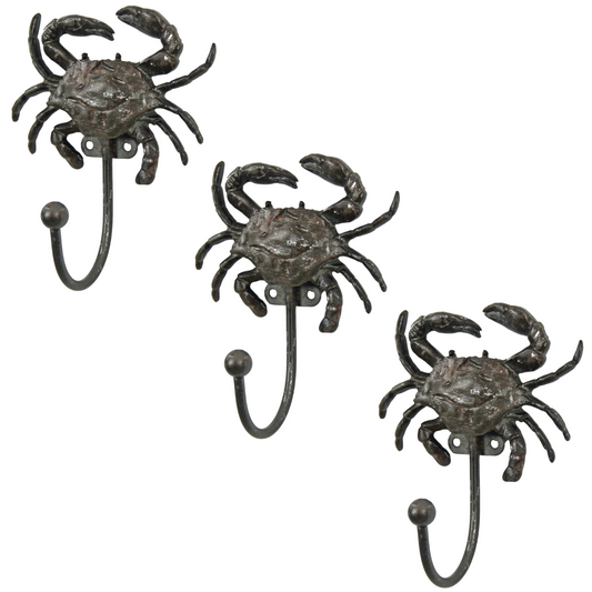 3Pc Metal Crab Hook Rustic Vintage Nautical Hook Leads Coat Key Wall Hanger Hook