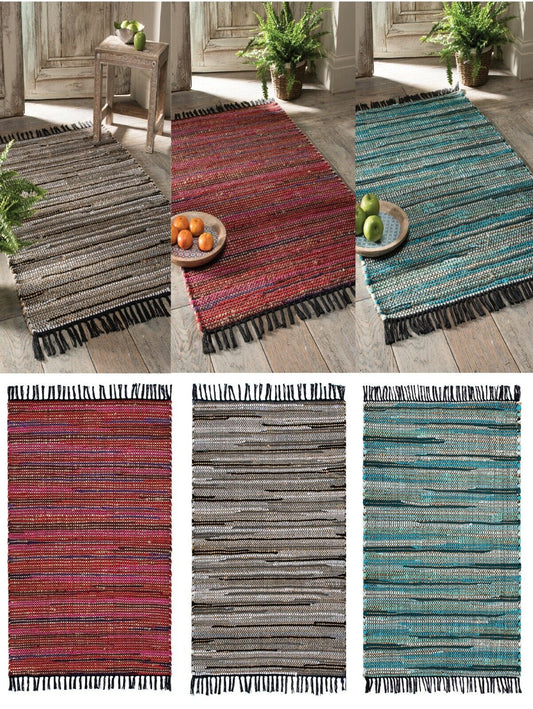 75 x 120cm Eco Friendly Jute & Cotton Handmade Floor Rug Mat Ethnic Carpet