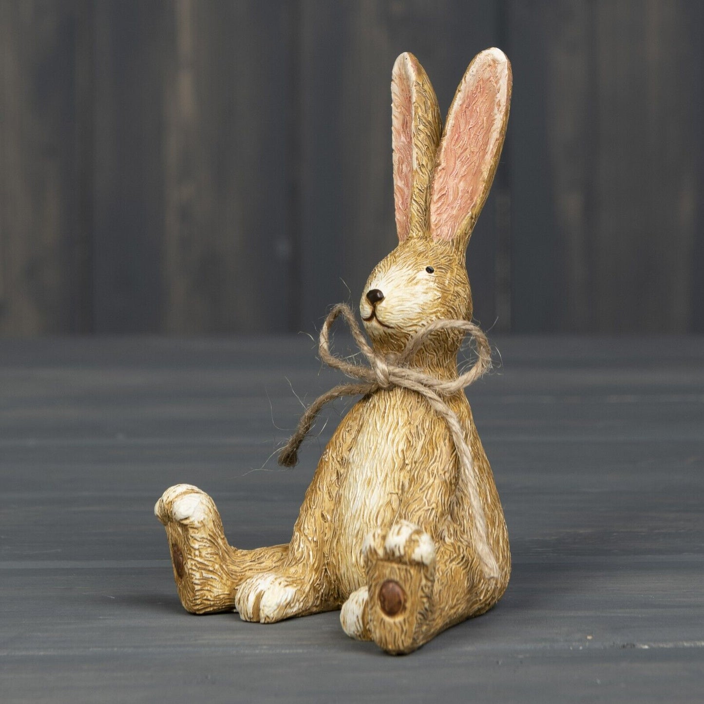 10cm Cute Siting Rabbit Hare Easter Decor Figurine Wood Effect Home Decoration