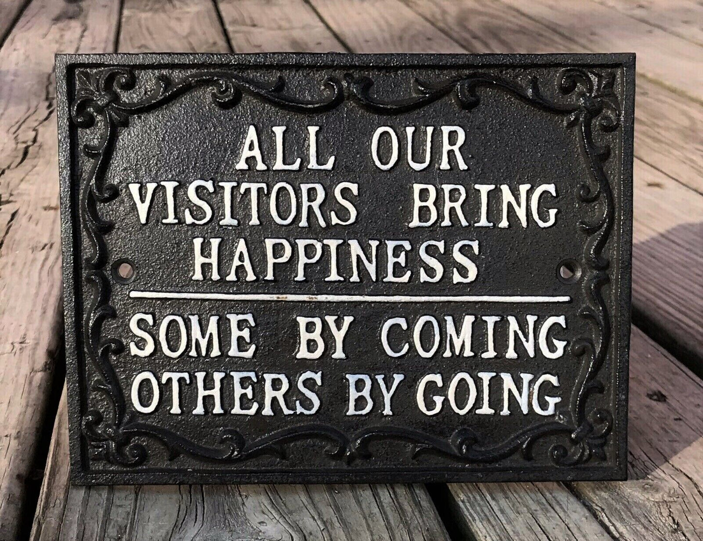 All Our Visitors Bring Happiness Entrance Entryway Sign Plaque Gift Home Decor