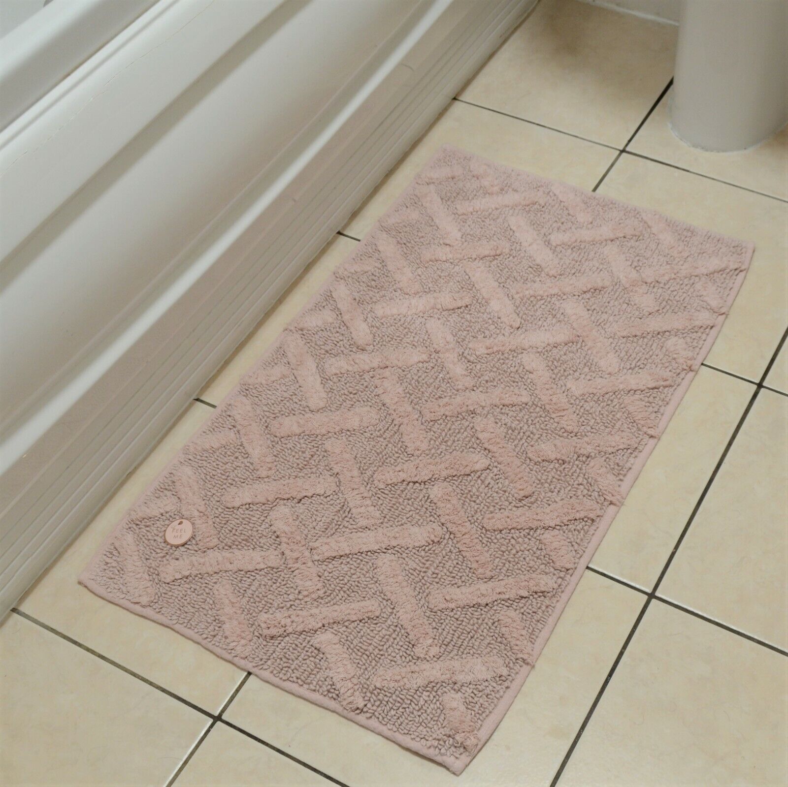 45 x 75cm Blush Pink Geometric Bath Shower Toilet Mat Rug Bathroom Runner 