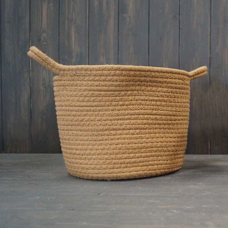 Large Jute Basket with Ear Handles 23cm Storage Basket Toys Clothes Organizer