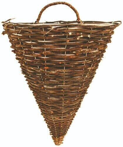 35cm 14" Dark Brown Wicker Wall Hanging Cone Basket Lined Rattan Willow Planter