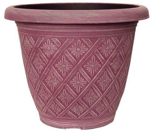 Set of 2 Round 33cm Garden Plant Pot Woven Coral Pink Outdoor Planter Cover