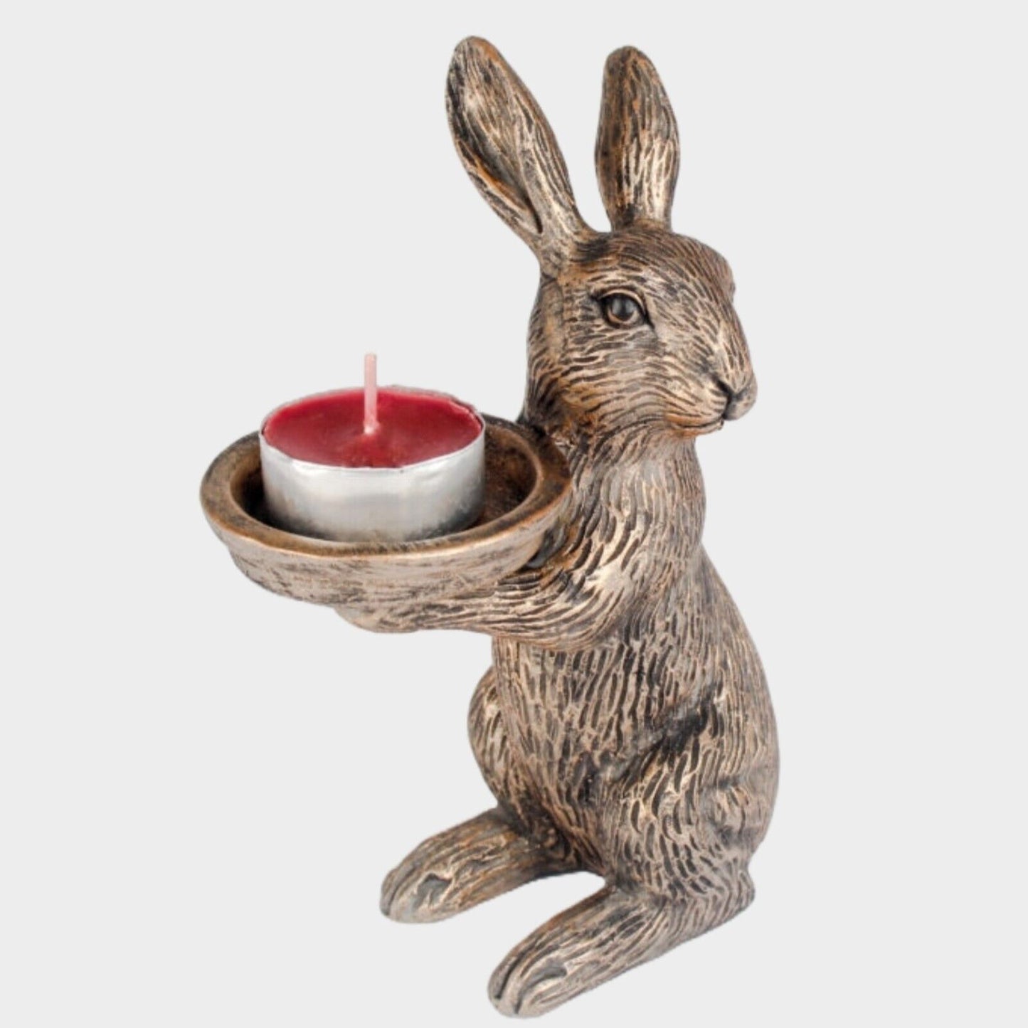 Antique Bronze Rabbit Hare Resin Candlestick Candle Holder Dinner Table Decor