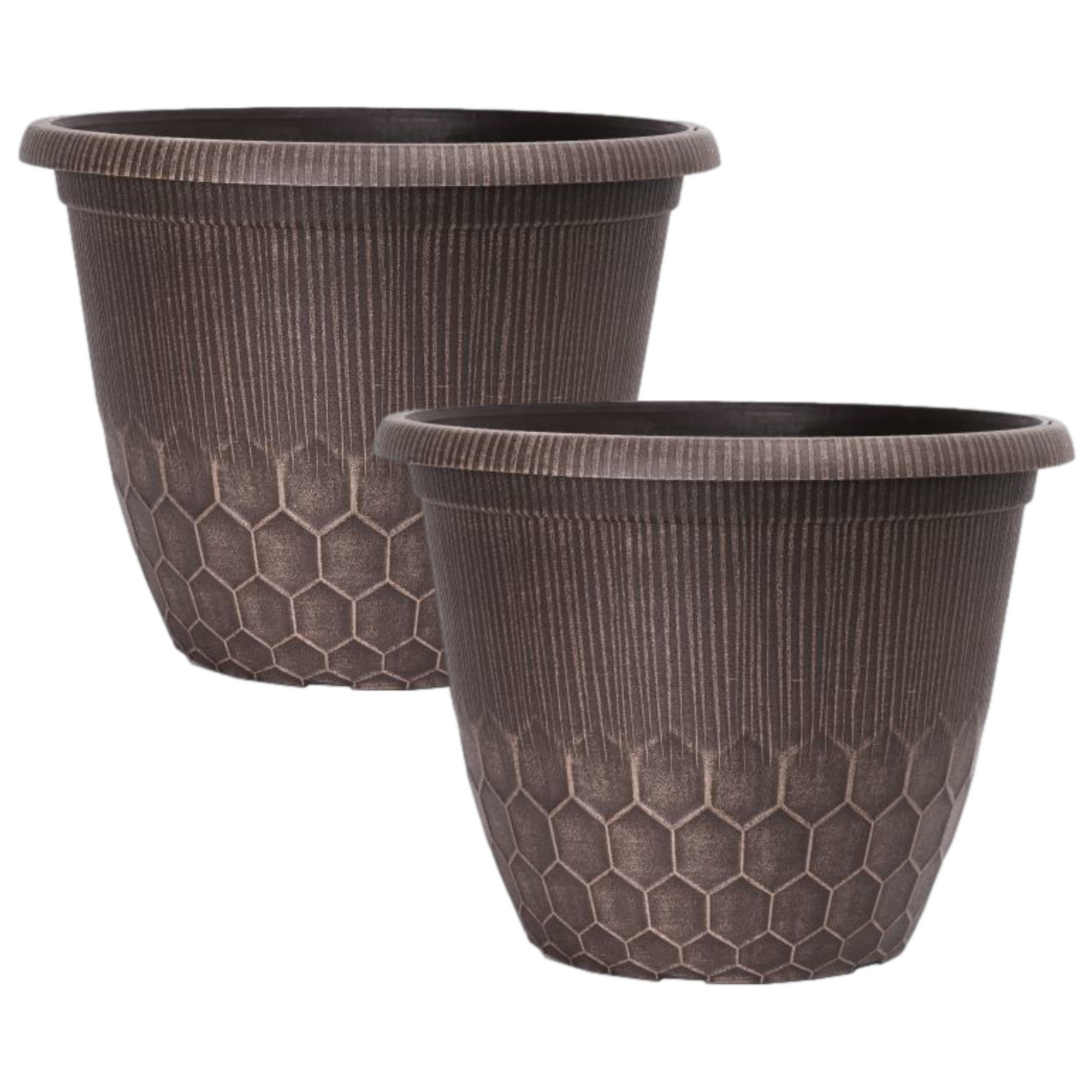 Garden Flower Pot 2Pc Round Bristol Planter 30cm Cocoa Berry 11L Plant Pot Home