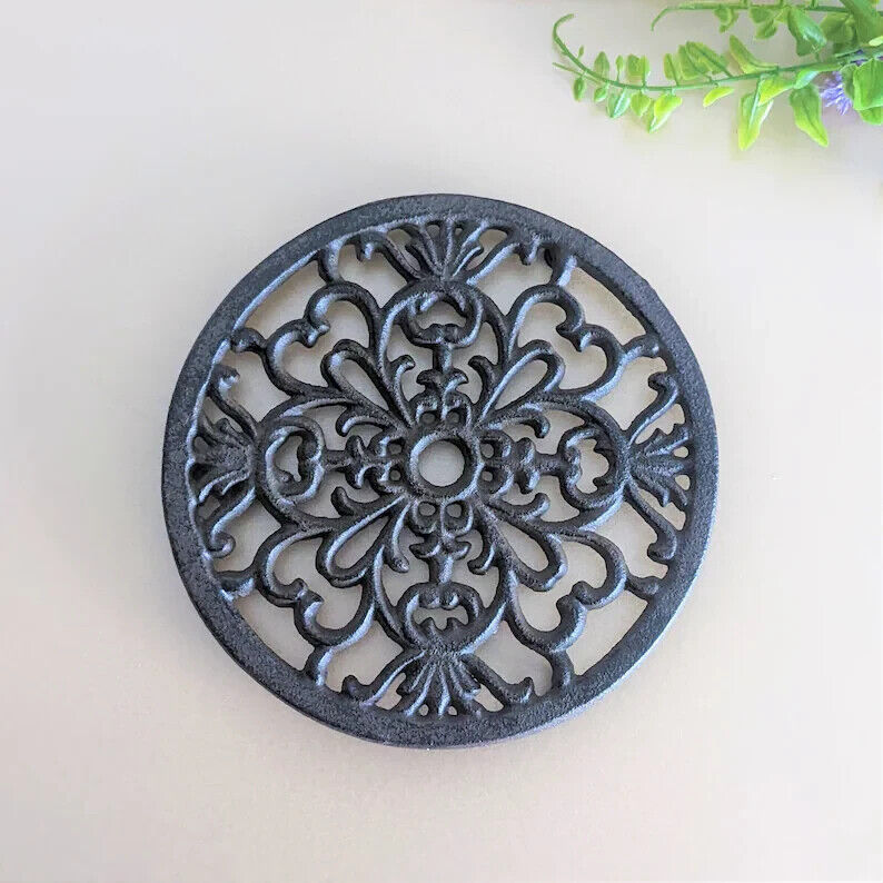 6Pc Round Trivet Tea Pot Pan Stand Dining Kitchen Worktop Protection Cast Iron